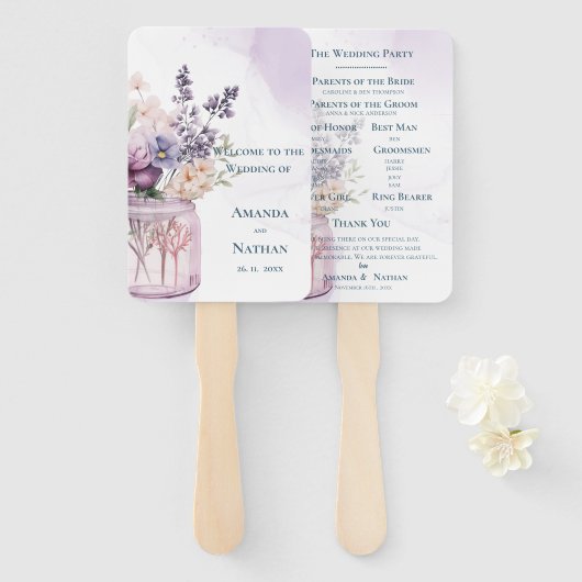 フラワーズインメイソンジャールシックフローラ結婚式 プログラム ハンドファン (正面&裏面)