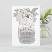 フラワーズインメイソンジャー素朴ブライダルシャワーフローラ 招待状 (スタンド正面)