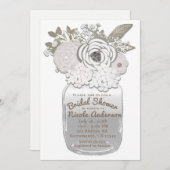 フラワーズインメイソンジャー素朴ブライダルシャワーフローラ 招待状 (正面/裏面)