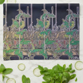 フラワーズオブアールヌーボースタイル、ミュシャ キッチンタオル (折り畳み)