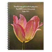 フラワーズオブフェイスチューリップサンセットパワンス祈りの言葉 ノートブック (正面)