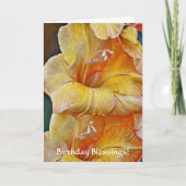 フラワーズオブフェイスピーチグラジオラス誕生日 カード (正面)