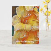 フラワーズオブフェイスピーチグラジオラス誕生日 カード (黄色い花)