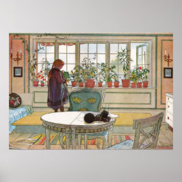 フラワーズオンザウィンドウ窓敷居by Larsson ポスター