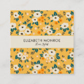 フラワーズオン金ゴールドサロン美容師メイクアップ スクエア名刺 (正面)