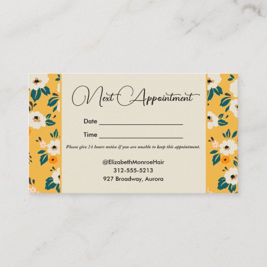 フラワーズオン金ゴールドサロン美容師メイクアップ 予約カード (裏面)