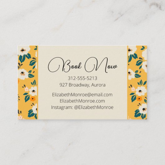 フラワーズオン金ゴールドサロン美容師メイクアップ 名刺 (裏面)