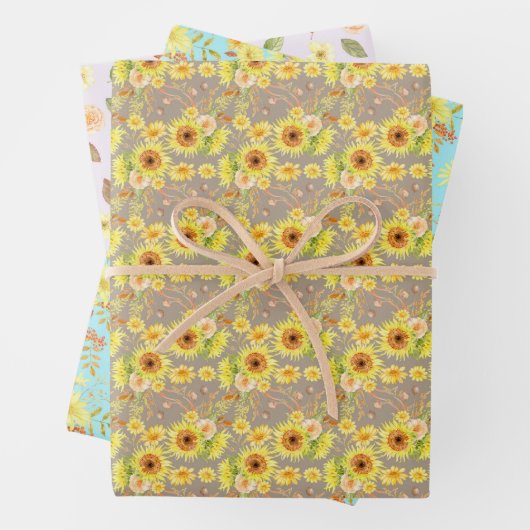 フラワーズオータム秋誕生日ベビーシャワー結婚ズ ラッピングペーパーシート (インサイチュ)