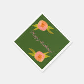 フラワーズカスタムパーソナライズされた誕生日 スタンダードカクテルナプキン (角)