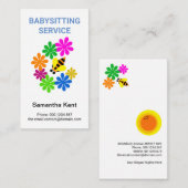 フラワーズカラフルカワイトリトルのまわりにベビーシッター 名刺 (正面/裏面)