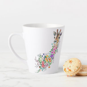 フラワーズカラフルブーケキリンスケッチフローラ カフェラテマグ