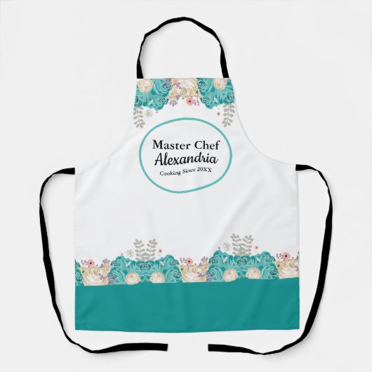 フラワーズガーデンウォーターカラーフローラカスタム植物 エプロン (正面)