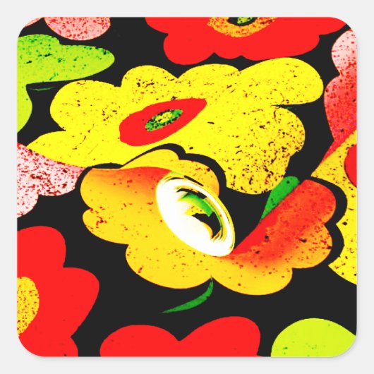 フラワーズガーデンターコイズマウブブラウン、フラワーガーデ スクエアシール (正面)