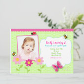 フラワーズガーデンフォトバースデーパーティ招待状 招待状 (スタンド正面)