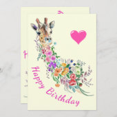 フラワーズキリン誕生日カードウォーターカラー (正面/裏面)