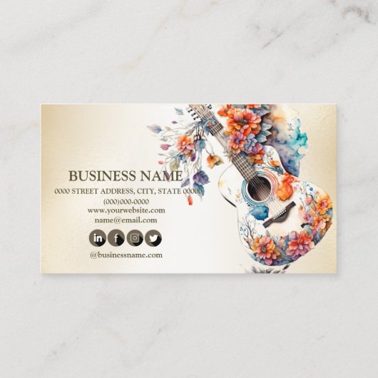 フラワーズギタカラフルーミュージック楽器 名刺 (裏面)