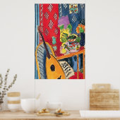 フラワーズギター&金ゴールドフィッシュポスター ポスター (キッチン)