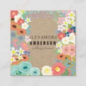 フラワーズクラフトカラフル紙スクエアビジネスカード スクエア名刺 (正面)