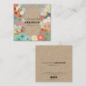 フラワーズクラフトカラフル紙スクエアビジネスカード スクエア名刺 (正面/裏面)