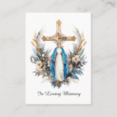 フラワーズクロスヴァージンメアリー葬儀祈りの言葉カード プレイスカード (正面)