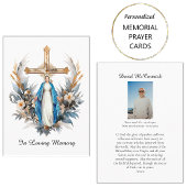 フラワーズクロスヴァージンメアリー葬儀祈りの言葉カード プレイスカード