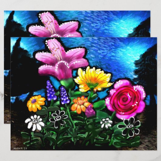 フラワーズグお洒落レープヒアシントスクラップブック紙 (正面/裏面)