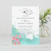 *~*フラワーズグリッターモダン抽象芸術ミント 招待状 (スタンド正面)