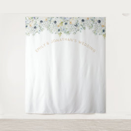 フラワーズグリーンウェディングパーティ写真背景 タペストリー