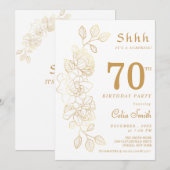 フラワーズゴールドサプライズ 70歳の誕生日 招待状 (正面/裏面)