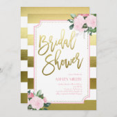 フラワーズゴールド フォイル | ブライダルシャワー 招待状 (正面/裏面)