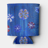 フラワーズスケッチブルーカスタムクーラーボックス 缶クーラー (正面)