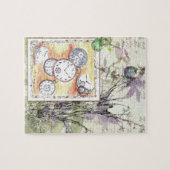 フラワーズタイムヴィンテージポケットウォッチスケッチ ジグソーパズル (横)