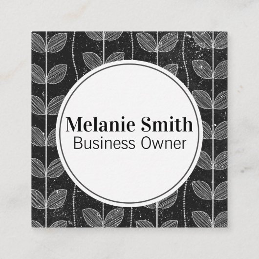 フラワーズチョークエレガントつる植物ドードルズ スクエア名刺 (裏面)