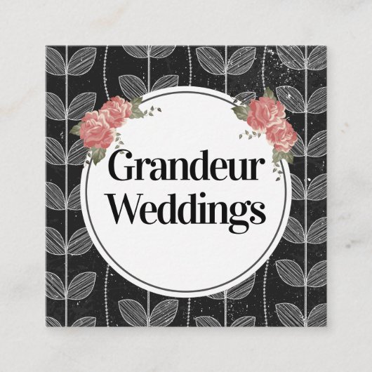 フラワーズチョークエレガントつる植物ドードルズ スクエア名刺 (正面)