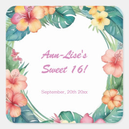 フラワーズハカラフルワイ誕生日 スクエアシール