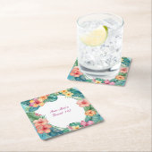 フラワーズハカラフルワイ誕生日 スクエアペーパーコースター (インサイチュ)