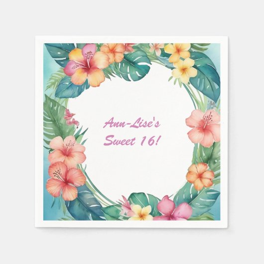 フラワーズハカラフルワイ誕生日 スタンダードカクテルナプキン (正面)