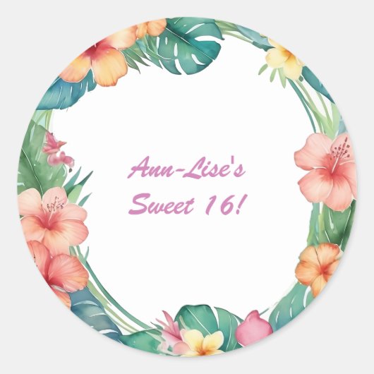 フラワーズハカラフルワイ誕生日 ラウンドシール (正面)