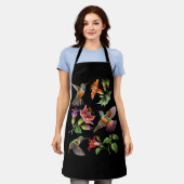 フラワーズハミングバードラバーヴィンテージ自然ハミングビ エプロン (着用した状態)