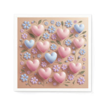 フラワーズハートカクテルナプキンス