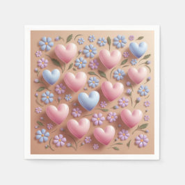 フラワーズハートカクテルナプキンス スタンダードカクテルナプキン