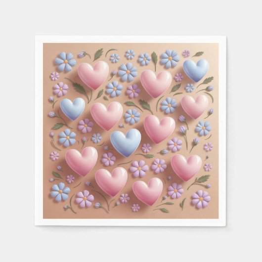 フラワーズハートカクテルナプキンス スタンダードカクテルナプキン (正面)