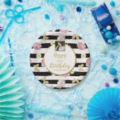 フラワーズバター、誕生日、カスタムフォト文字 ペーパープレート (パーティー)