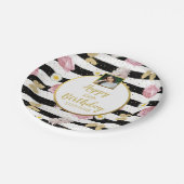 フラワーズバター、誕生日、カスタムフォト文字 ペーパープレート (アングル)