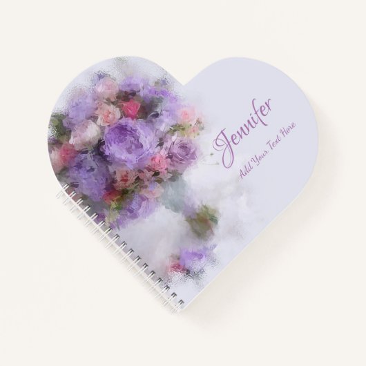 フラワーズバラエレガント油絵付けモダンテンプレート ノートブック (正面)