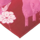 フラワーズバードさくらんぼ花赤面ピンク テーブルクロス (アングル)