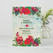 フラワーズバードレトロヴィンテージ結婚記念日 招待状 (スタンド正面)