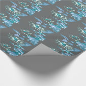 フラワーズパステル日本のティール（緑がかった色）&グレー ラッピングペーパー (角)