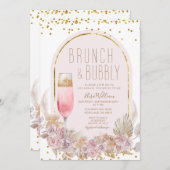 フラワーズパンパスブランチ&バブリーブライダルシャワー 招待状 (正面/裏面)