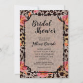 フラワーズヒョウアニマルプリントブライダルシャワー招待状 (正面)
